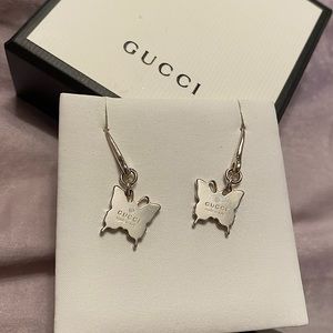 Sterling silver Gucci butterfly dangle earrings